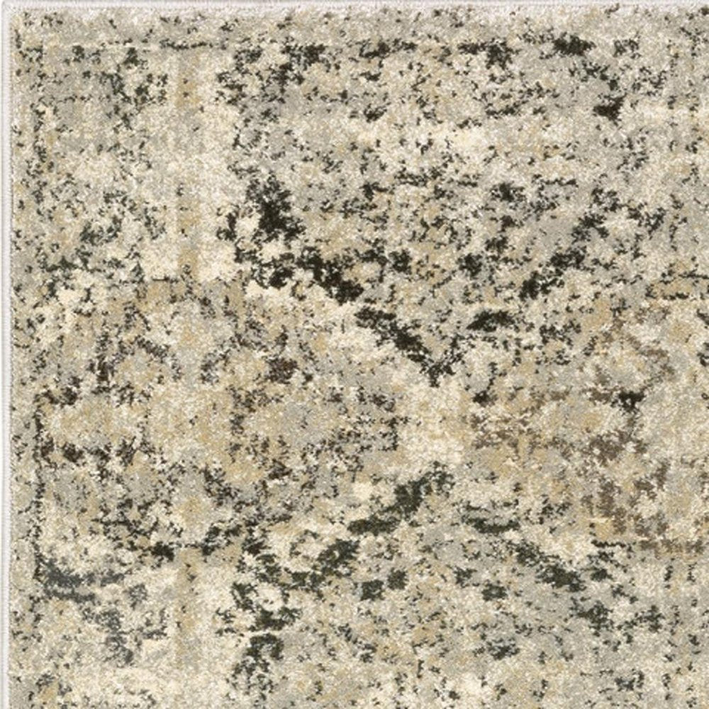 2' X 8' Ivory And Gray Floral Trellis Indoor Runner Rug