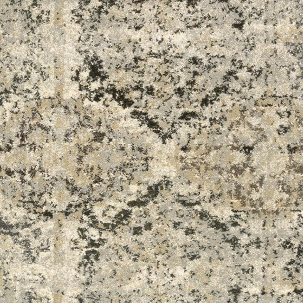 2' X 8' Ivory And Gray Floral Trellis Indoor Runner Rug