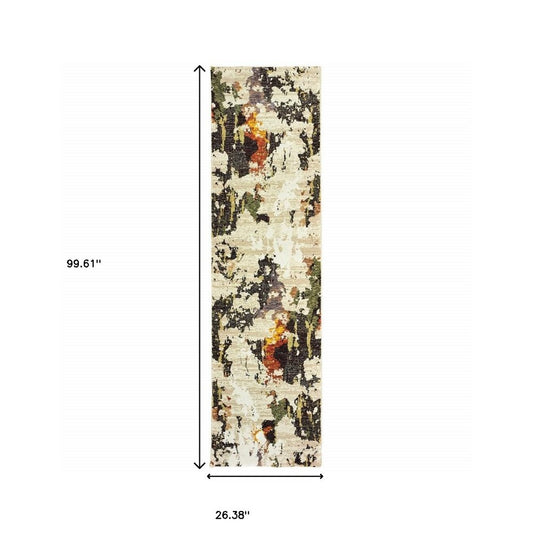 3' X 5' Beige And Black Area Rug