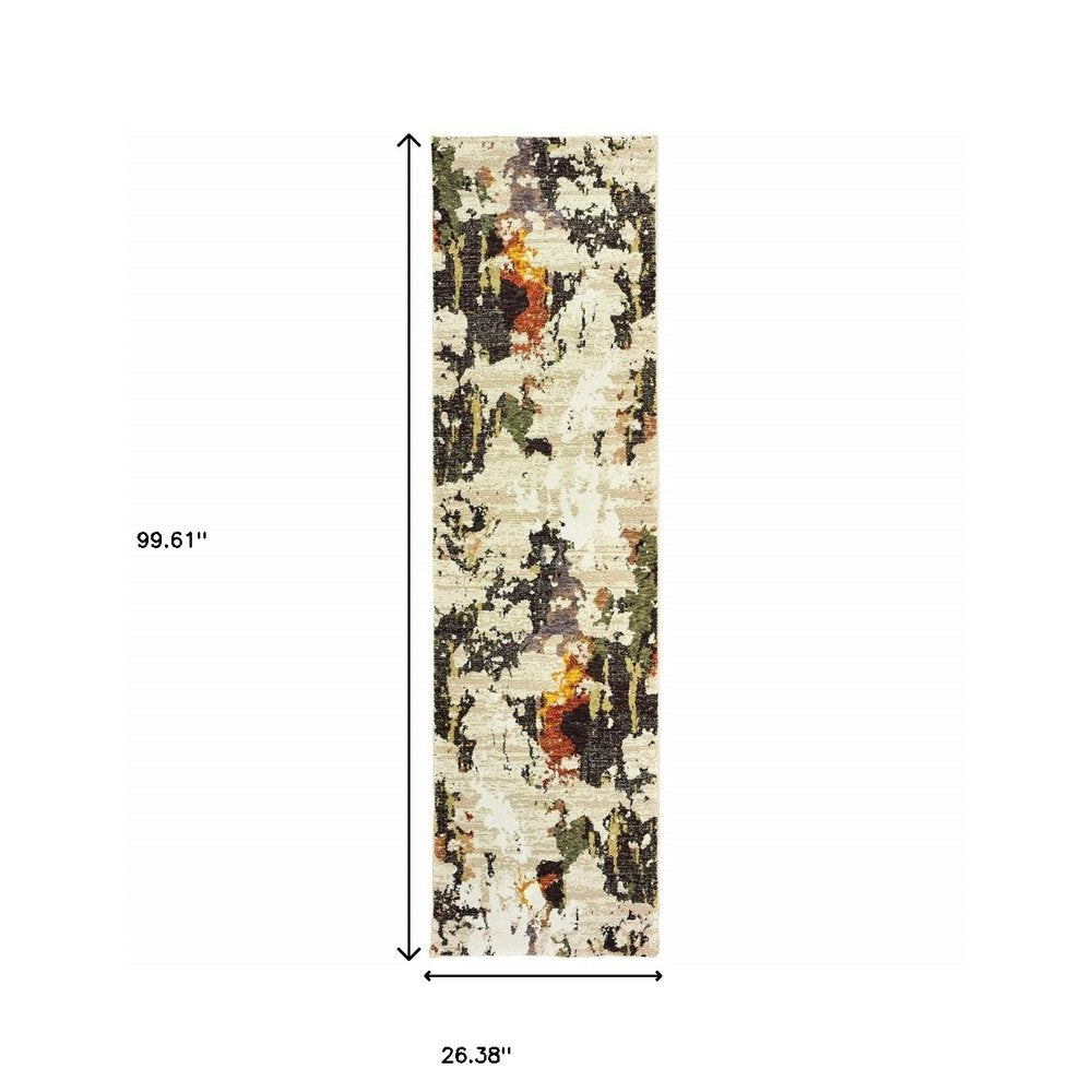 3' X 5' Beige And Black Area Rug