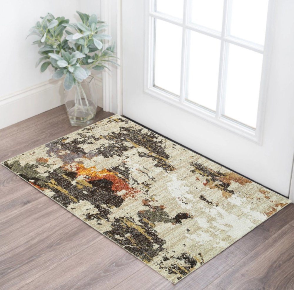 3' X 5' Beige And Black Area Rug