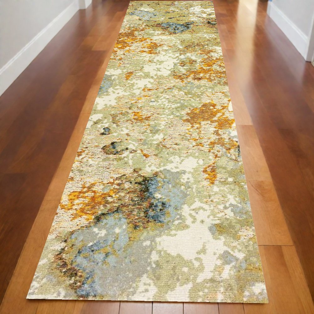 2' X 3' Gold and Ivory Power Loom Area Rug