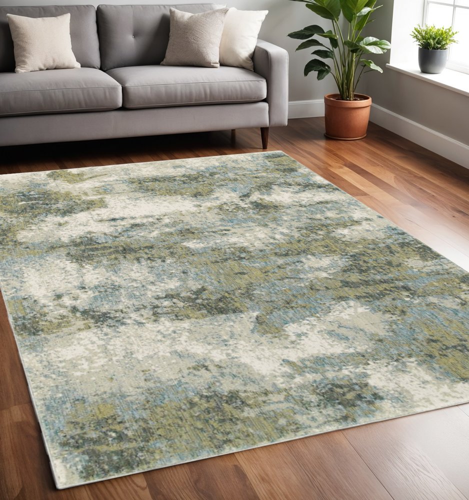 9' X 12' Blue Green Power Loom Area Rug