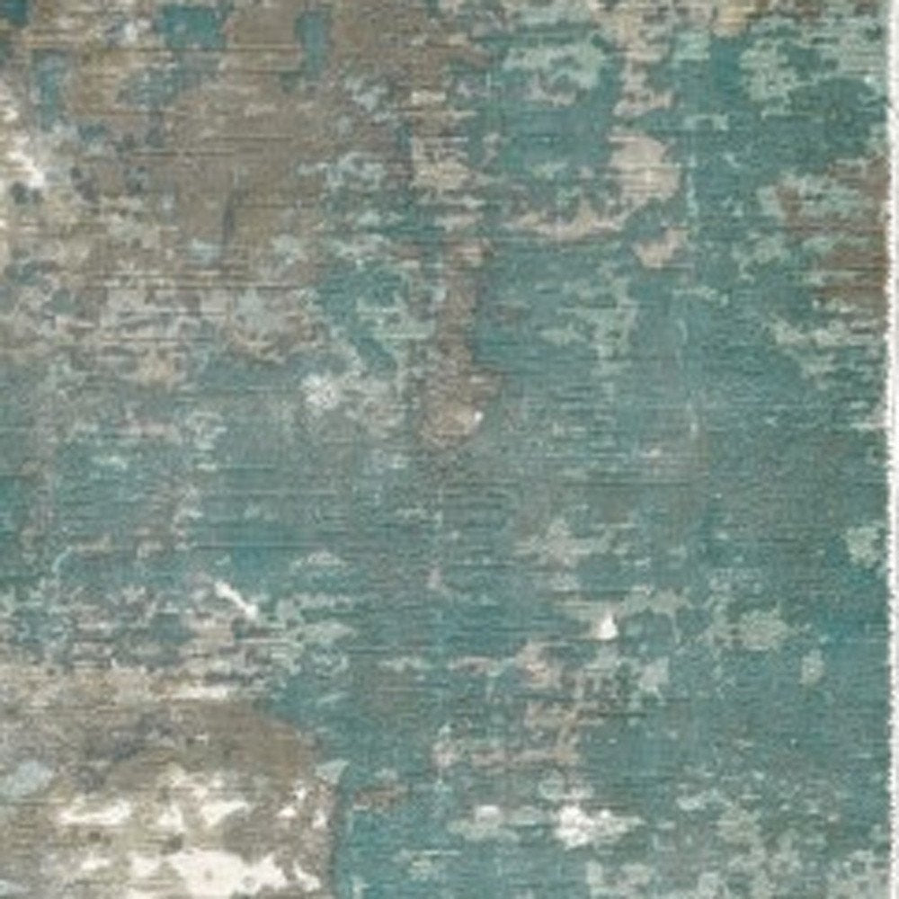 9' X 12' Blue And Gray Abstract Hand Loomed Distressed Area Rug