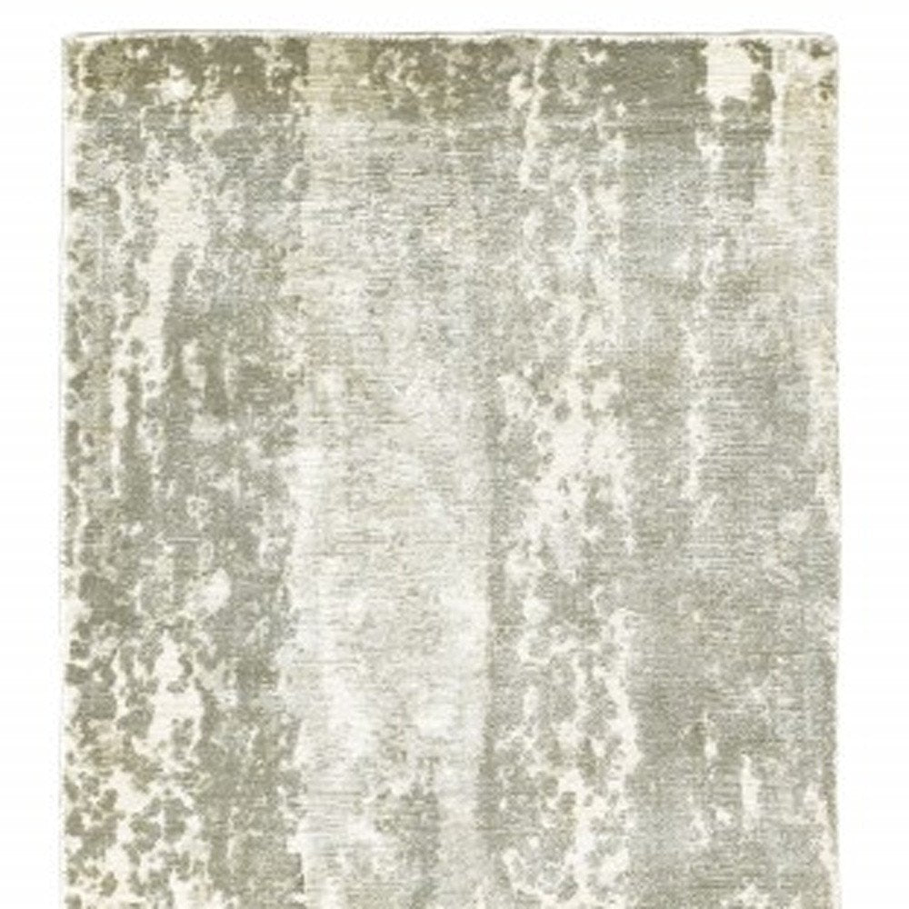 8' X 10' Gray And Ivory Abstract Hand Loomed Distressed Area Rug