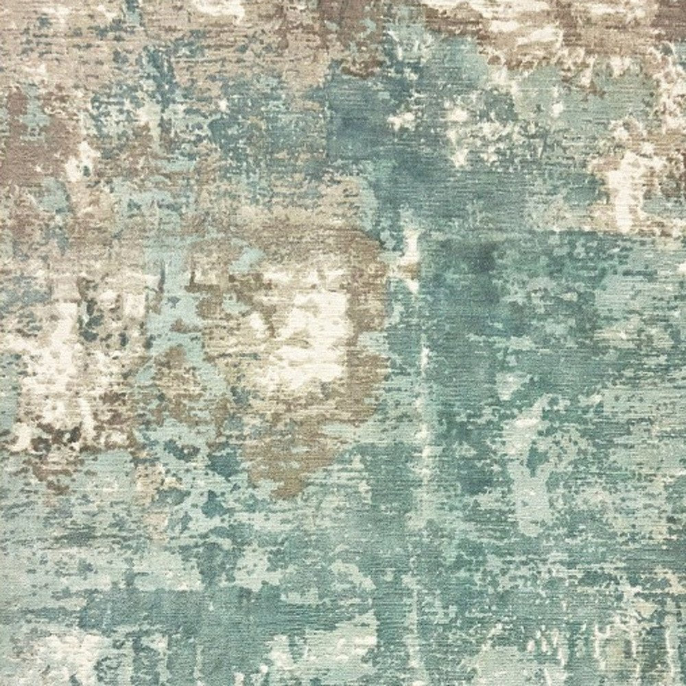 9' X 12' Blue And Gray Abstract Hand Loomed Distressed Area Rug