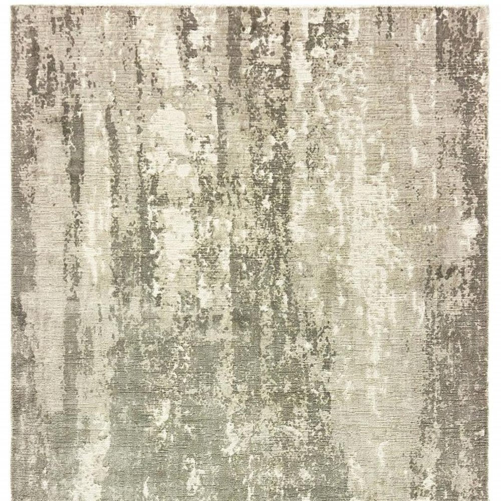 8' X 10' Gray And Ivory Abstract Hand Loomed Distressed Area Rug