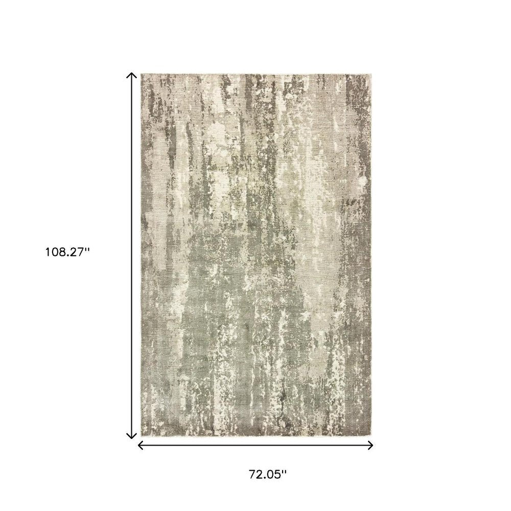 8' X 10' Gray And Ivory Abstract Hand Loomed Distressed Area Rug