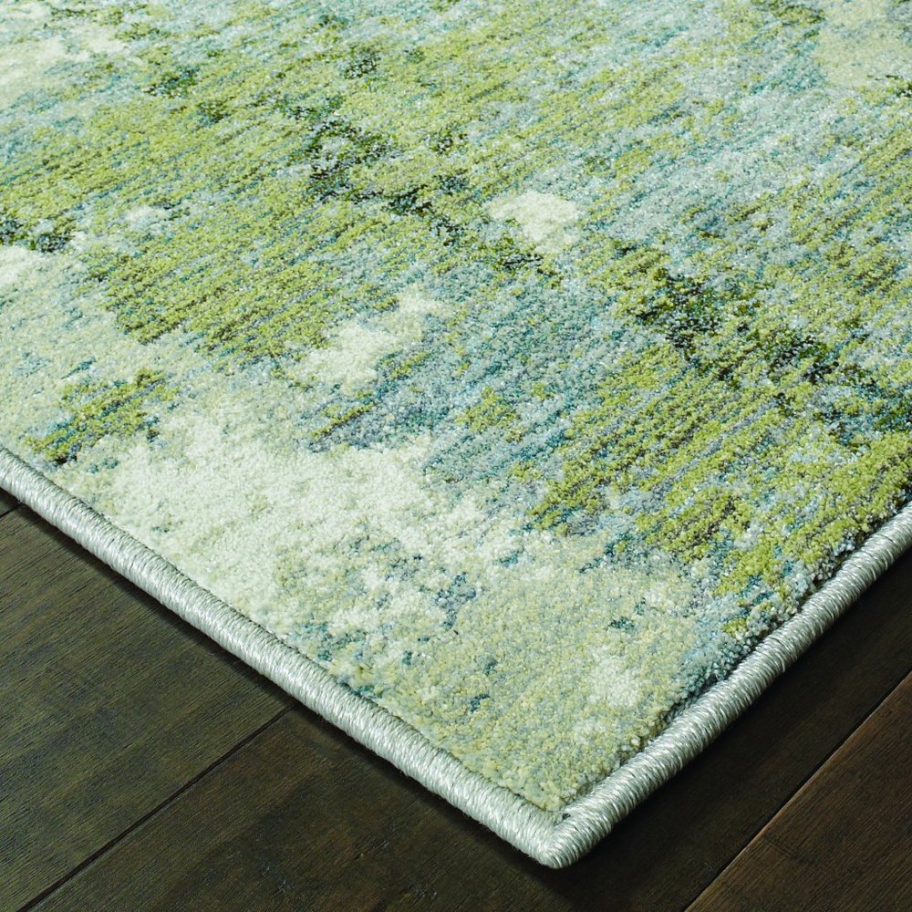 9' X 12' Blue Green Power Loom Area Rug