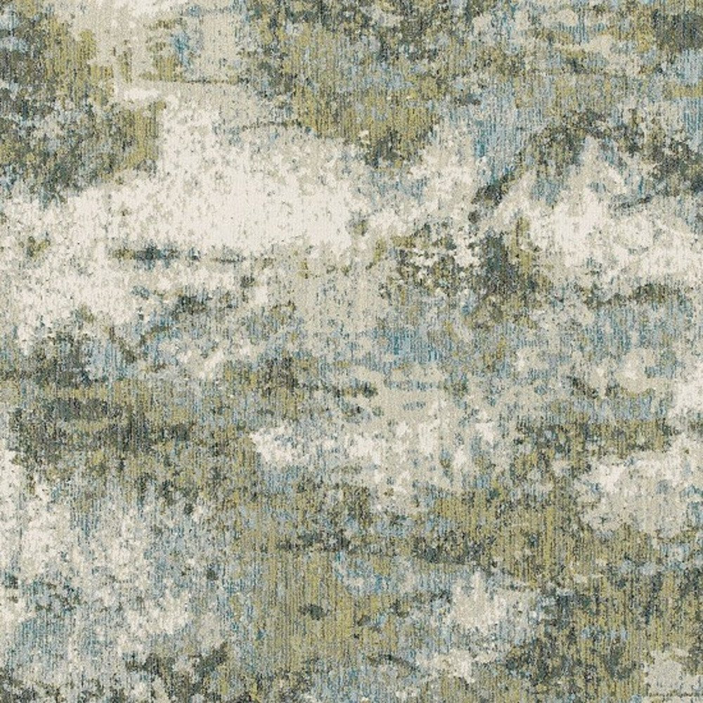 9' X 12' Blue Green Power Loom Area Rug