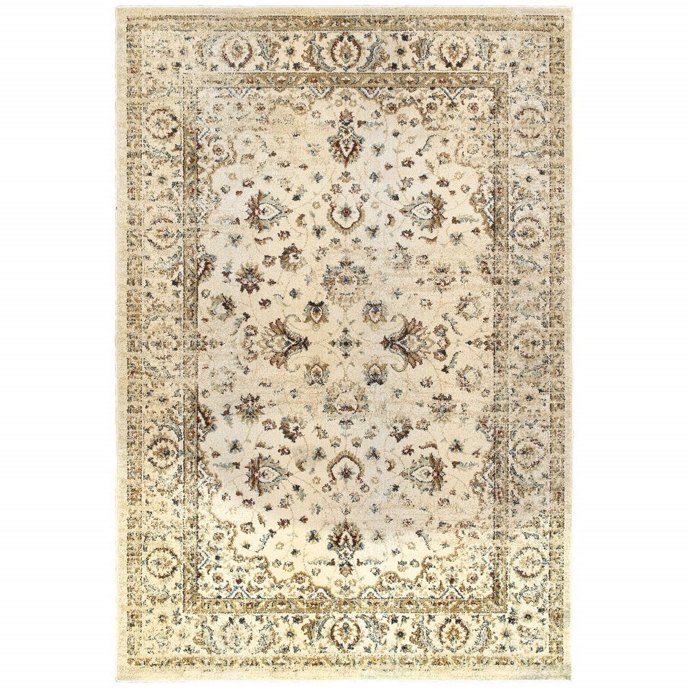 10' X 13' Blue And Ivory Medallion Distressed Area Rug