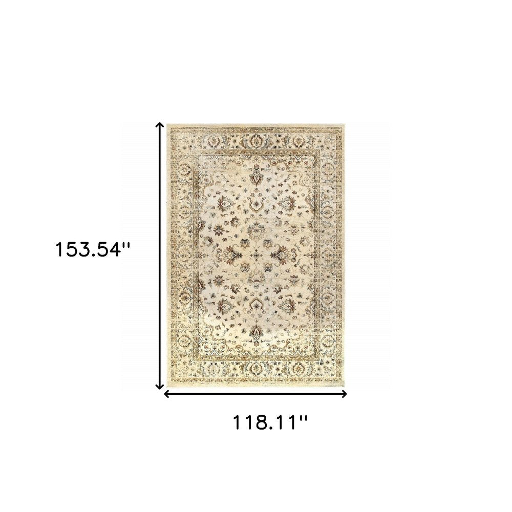 10' X 13' Blue And Ivory Medallion Distressed Area Rug