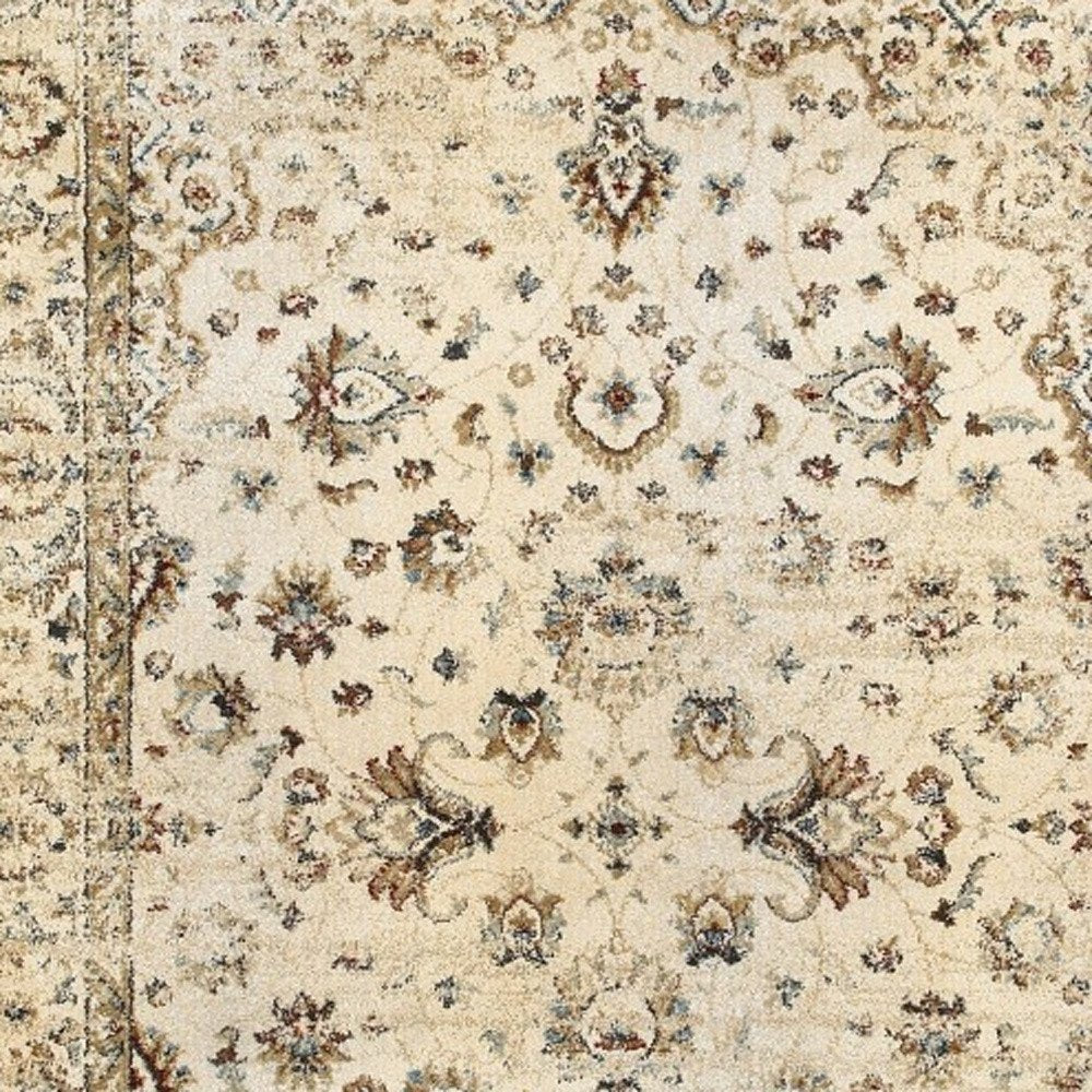 10' X 13' Blue And Ivory Medallion Distressed Area Rug