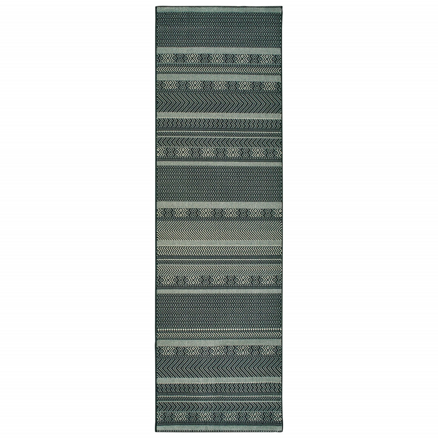 10' X 13' Black And Ivory Geometric Area Rug