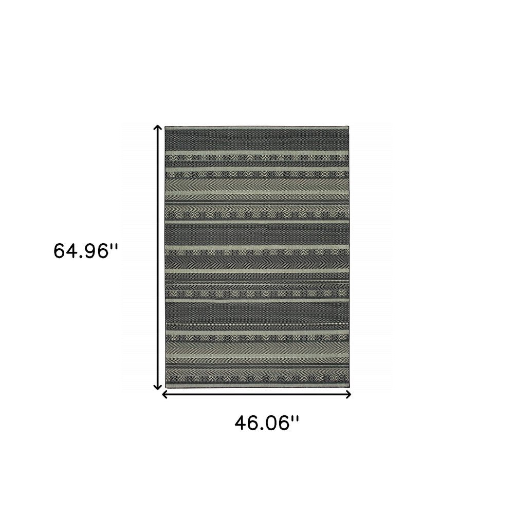 10' X 13' Black And Ivory Geometric Area Rug