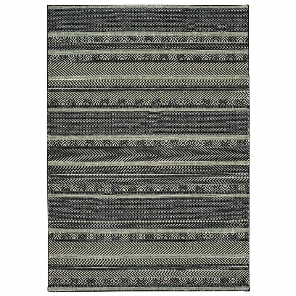 10' X 13' Black And Ivory Geometric Area Rug