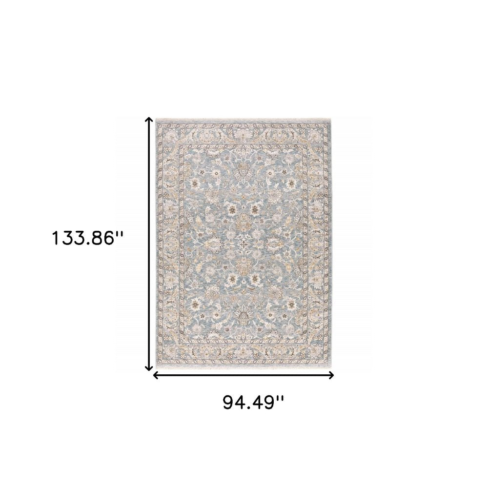 2' X 3' Blue And Ivory Area Rug