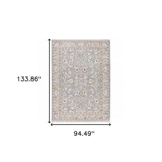 2' X 3' Blue And Ivory Area Rug