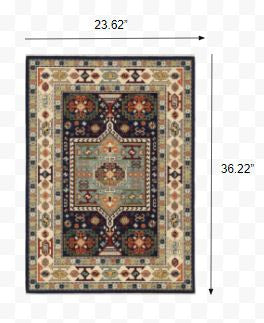 12' Blue And Ivory Wool Handmade Runner Rug