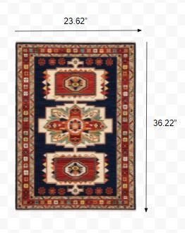 8' X 11' Blue And Red Medallion Area Rug