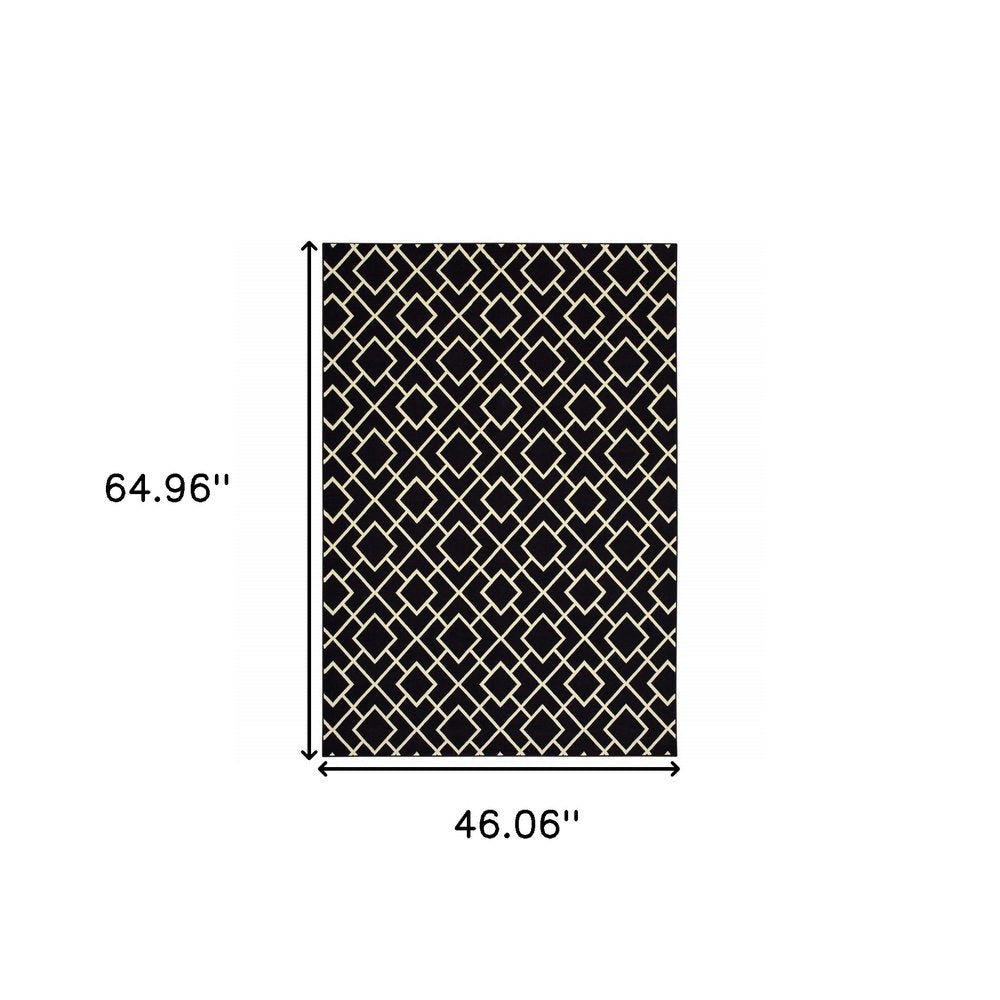 10' X 13' Black And Ivory Diamond Area Rug