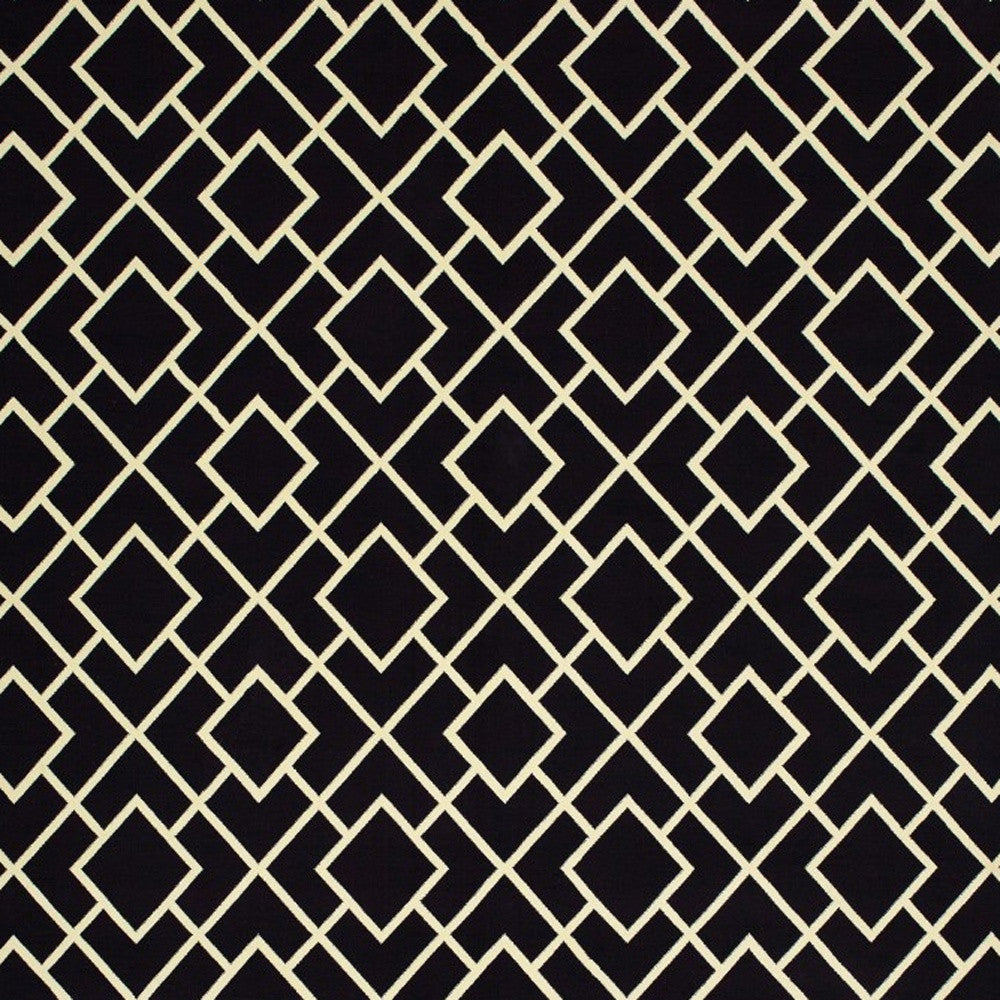 10' X 13' Black And Ivory Diamond Area Rug