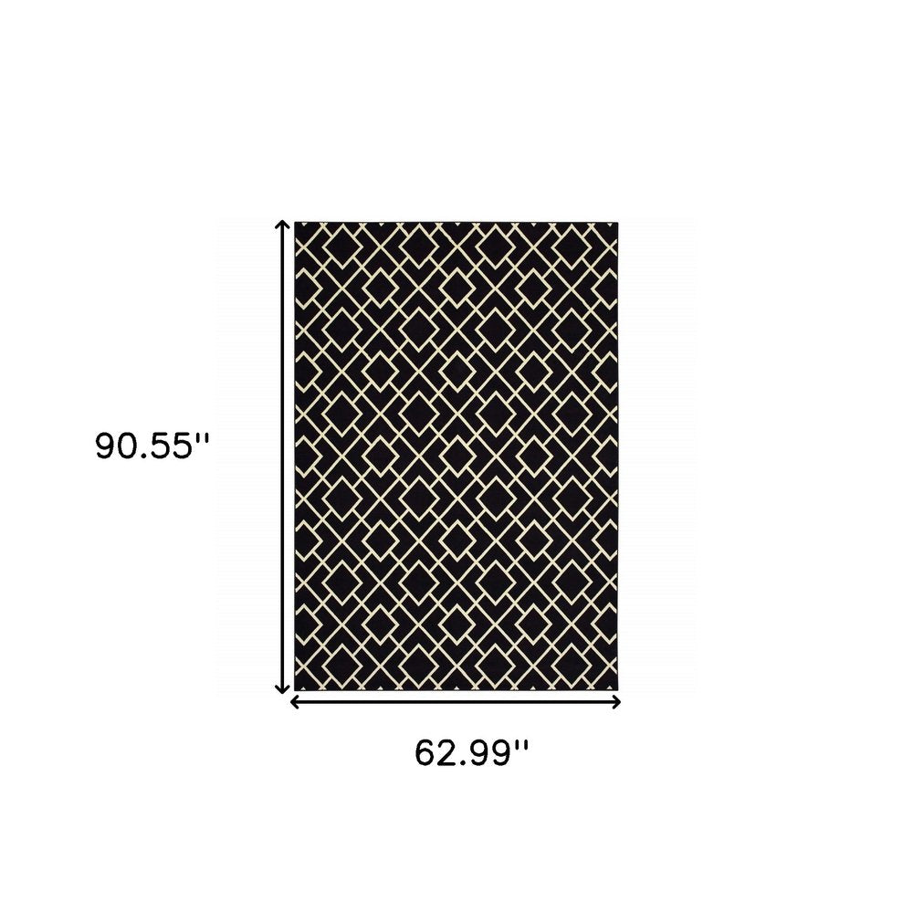 10' X 13' Black And Ivory Diamond Area Rug