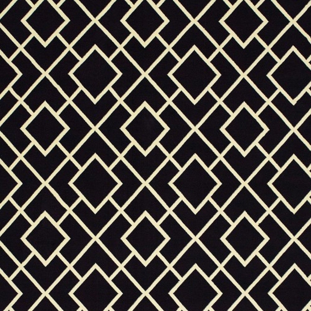 10' X 13' Black And Ivory Diamond Area Rug