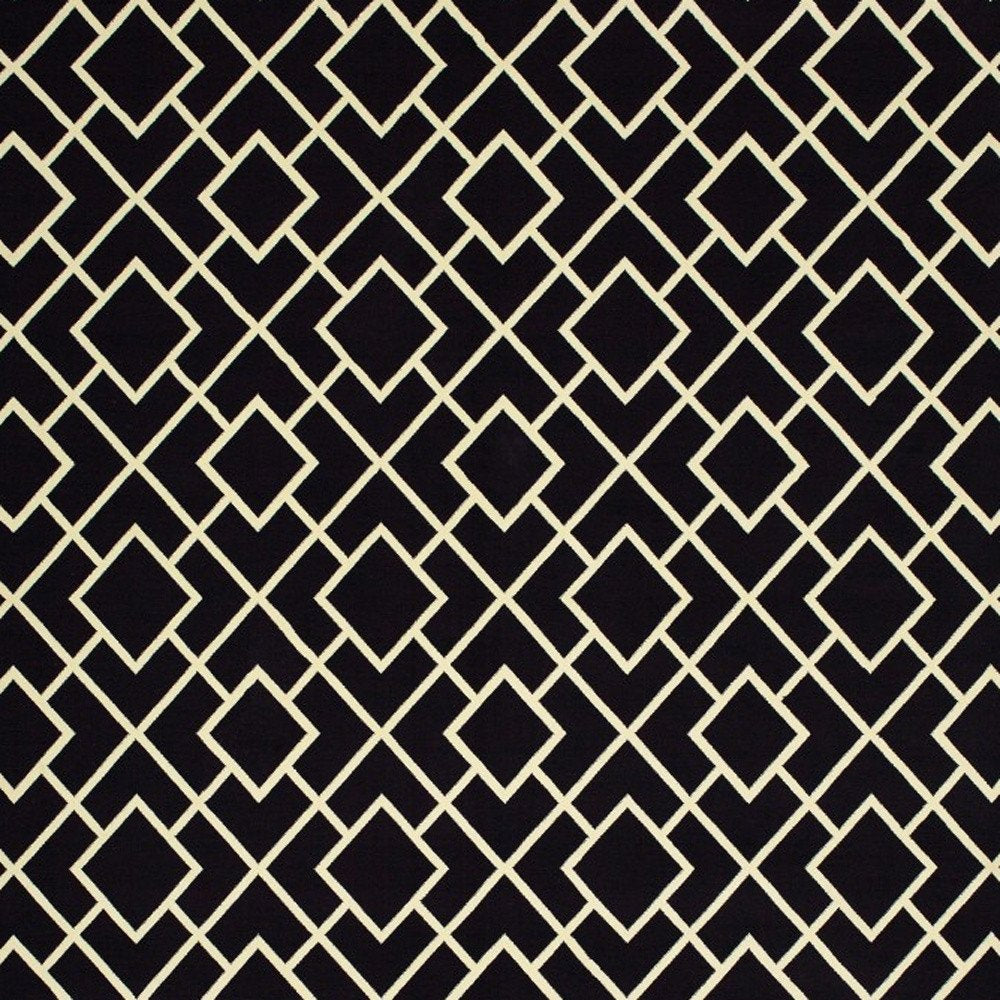 10' X 13' Black And Ivory Diamond Area Rug