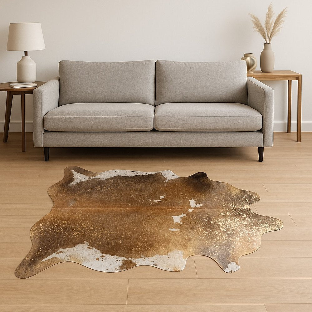 6' X 7' Brown And White Cowhide Area Rug