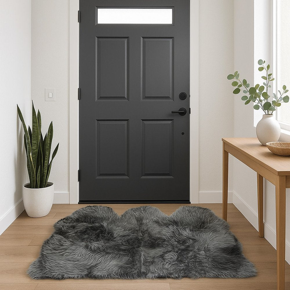 3' X 5' Gray Natural Sheepskin Area Rug