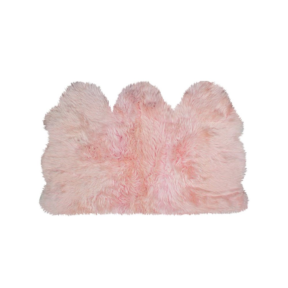 3' X 5' Pink Natural Sheepskin Area Rug