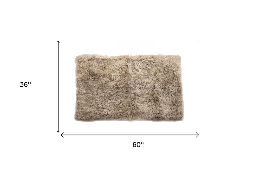 3' X 5' Taupe Genuine Sheepskin Area Rug