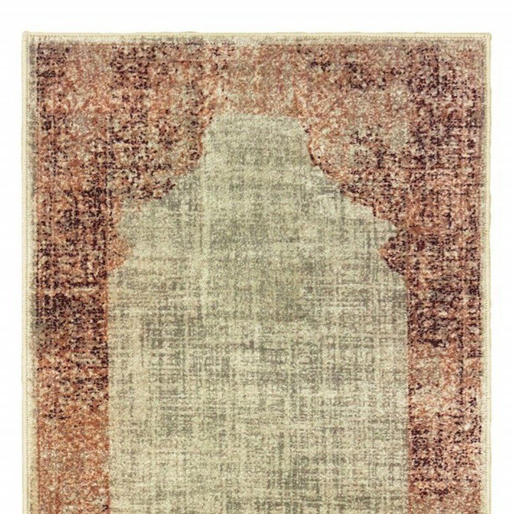 10' X 13' Ivory And Pink Medallion Area Rug