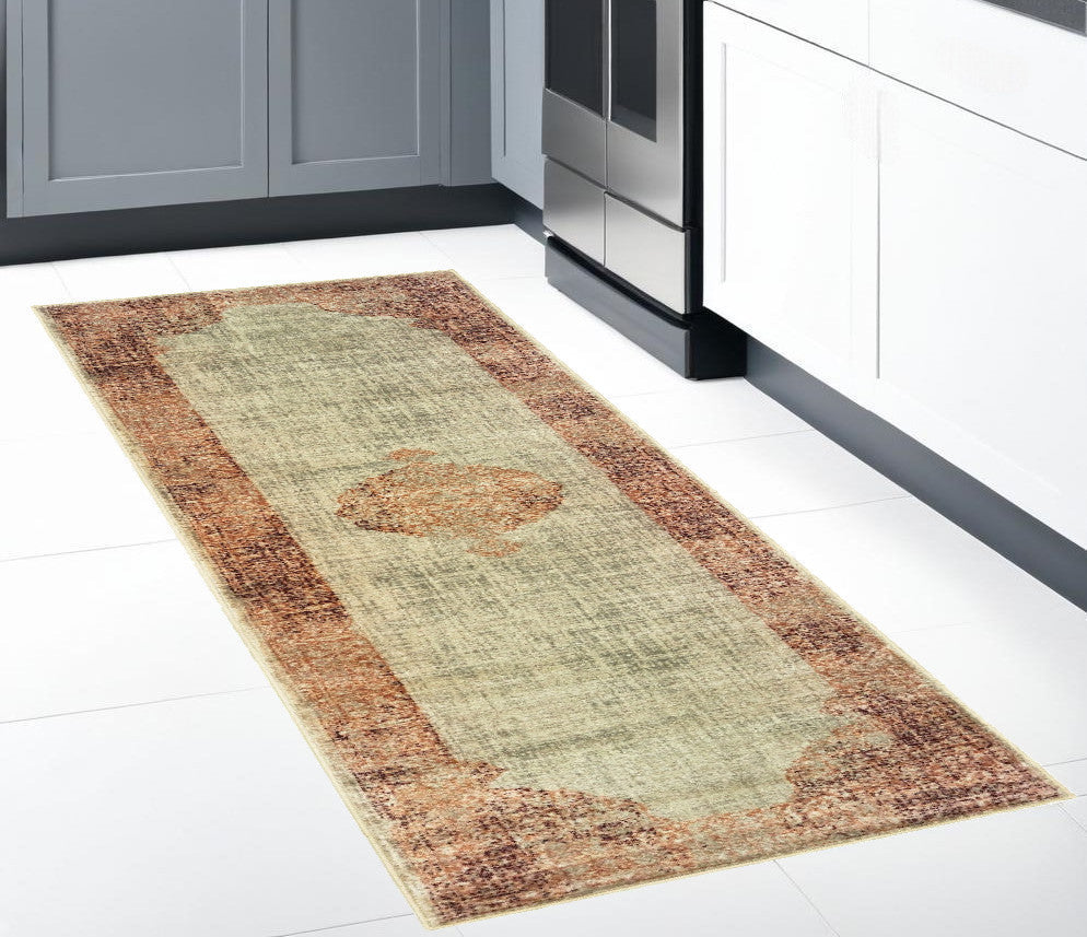 10' X 13' Ivory And Pink Medallion Area Rug