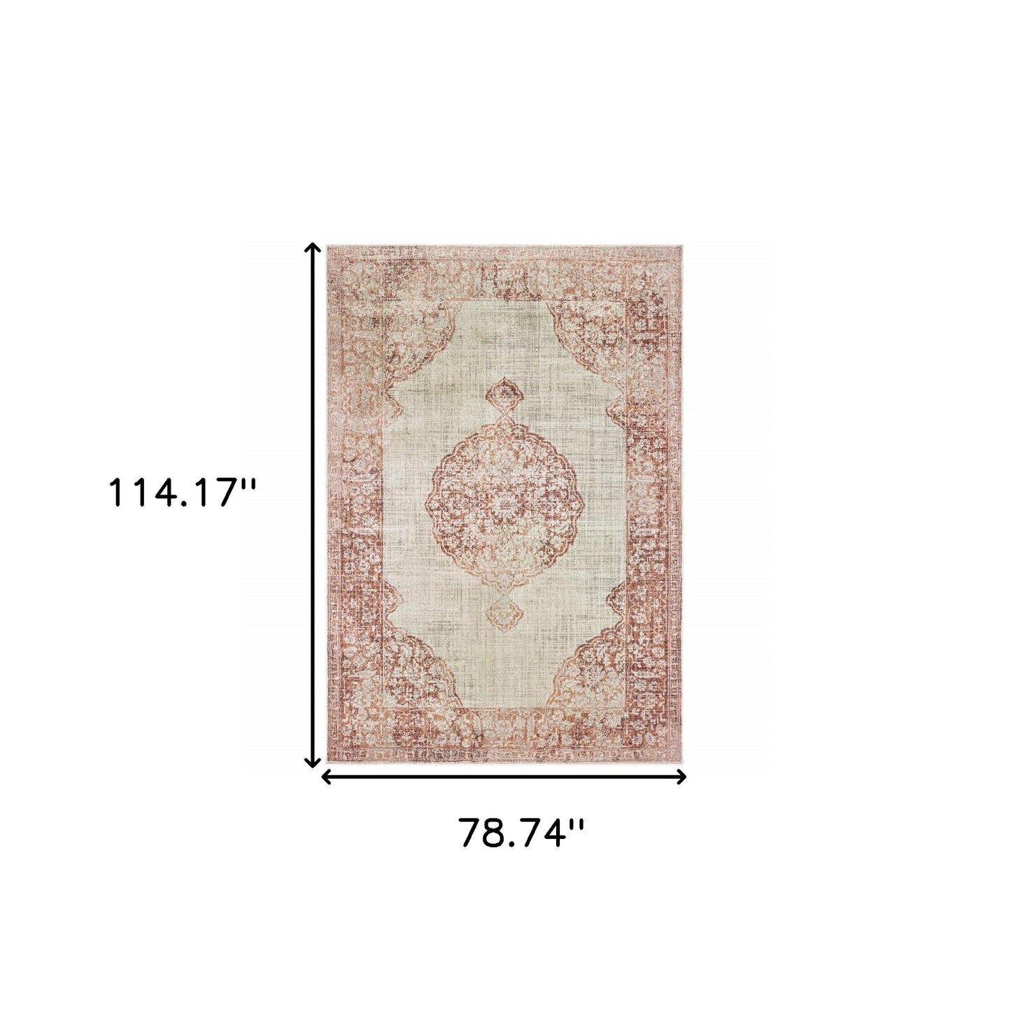 10' X 13' Ivory And Pink Medallion Area Rug