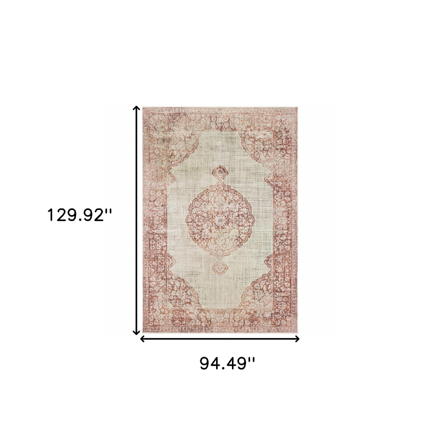 10' X 13' Ivory And Pink Medallion Area Rug