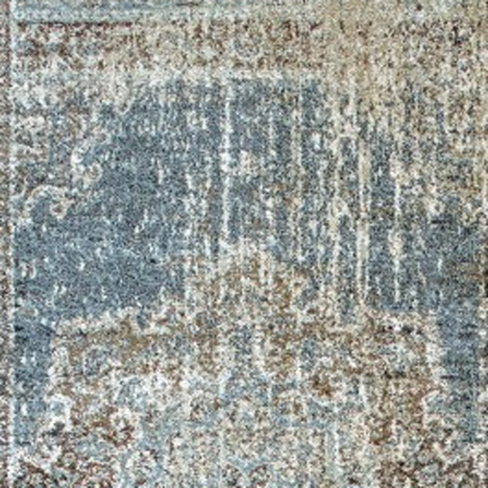 10' X 13' Blue And Ivory Medallion Area Rug