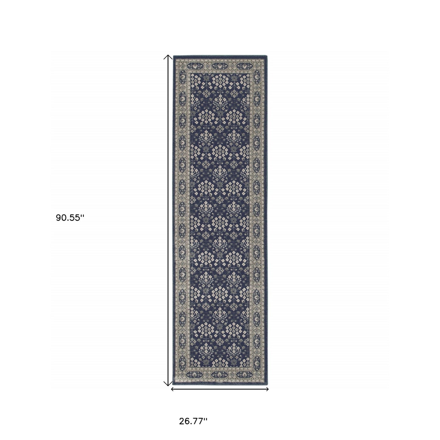 10' X 13' Navy And Gray Floral Ditsy Area Rug