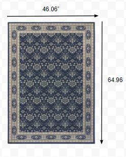 10' X 13' Navy And Gray Floral Ditsy Area Rug
