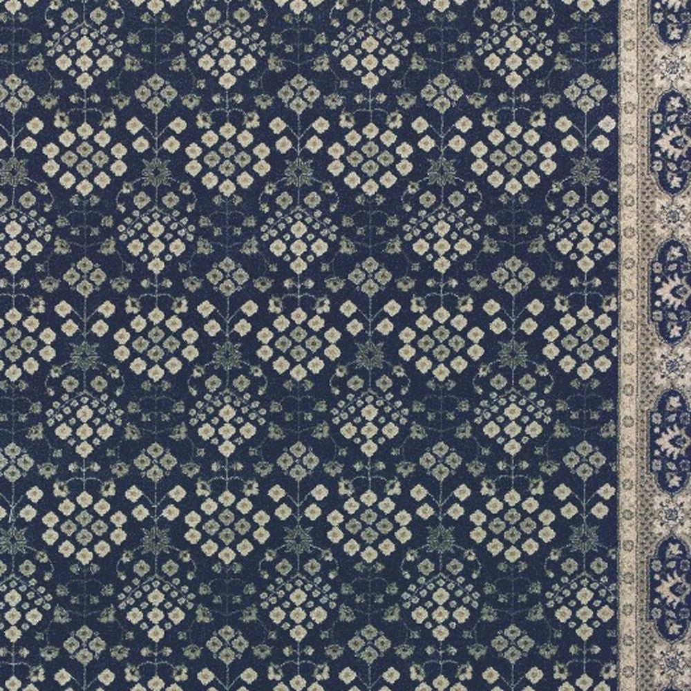 10' X 13' Navy And Gray Floral Ditsy Area Rug