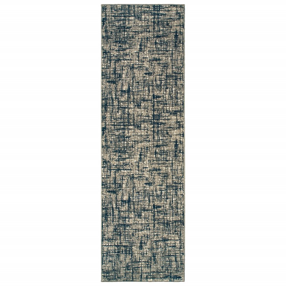 5' X 8' Gray And Navy Abstract Area Rug