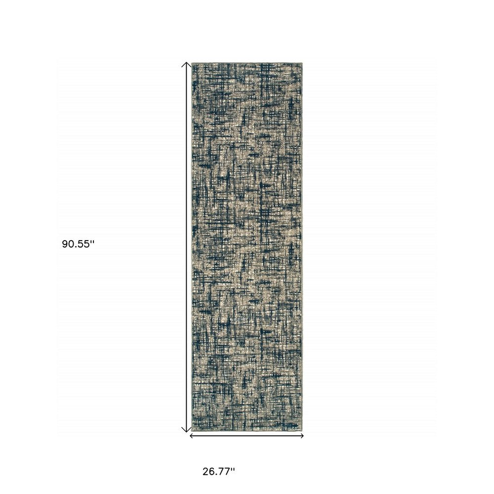 5' X 8' Gray And Navy Abstract Area Rug