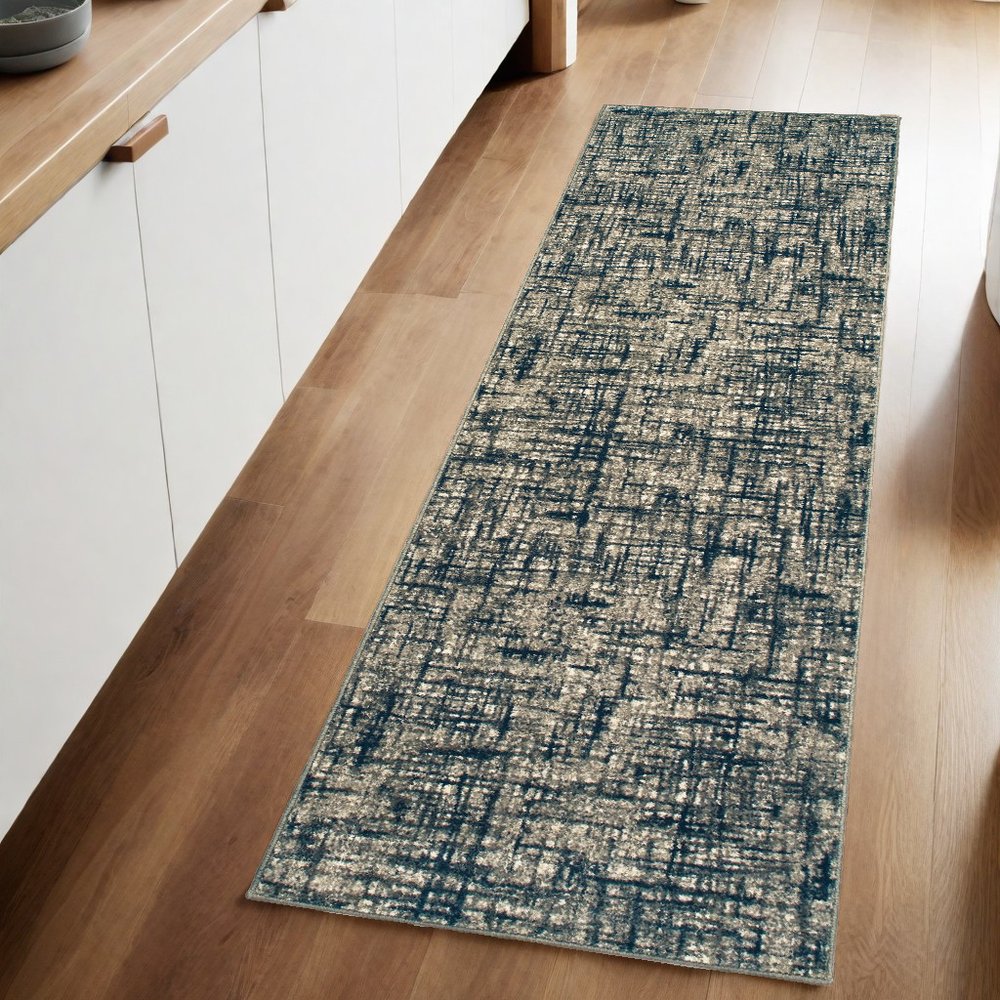 5' X 8' Gray And Navy Abstract Area Rug