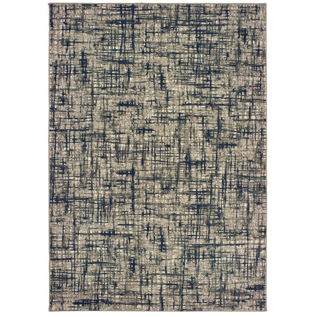 5' X 8' Gray And Navy Abstract Area Rug