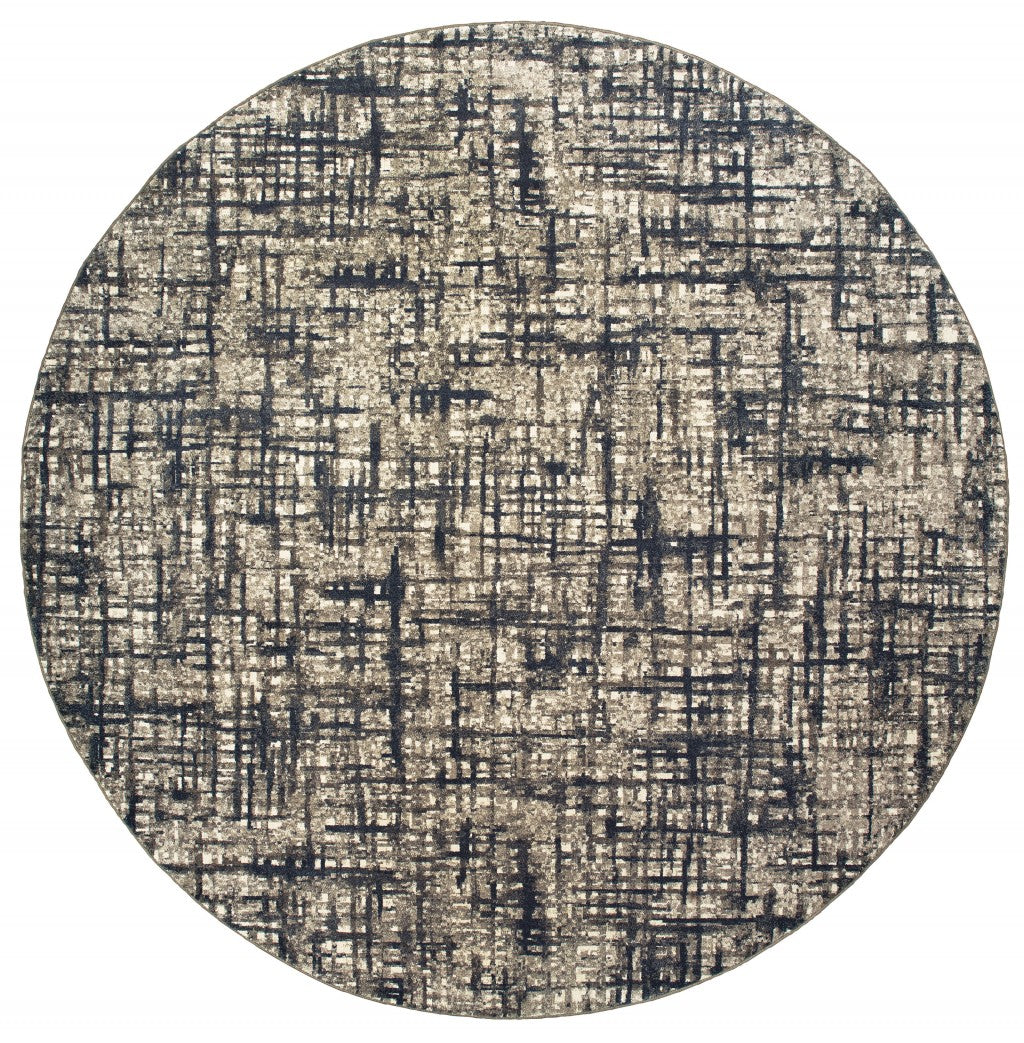 5' X 8' Gray And Navy Abstract Area Rug