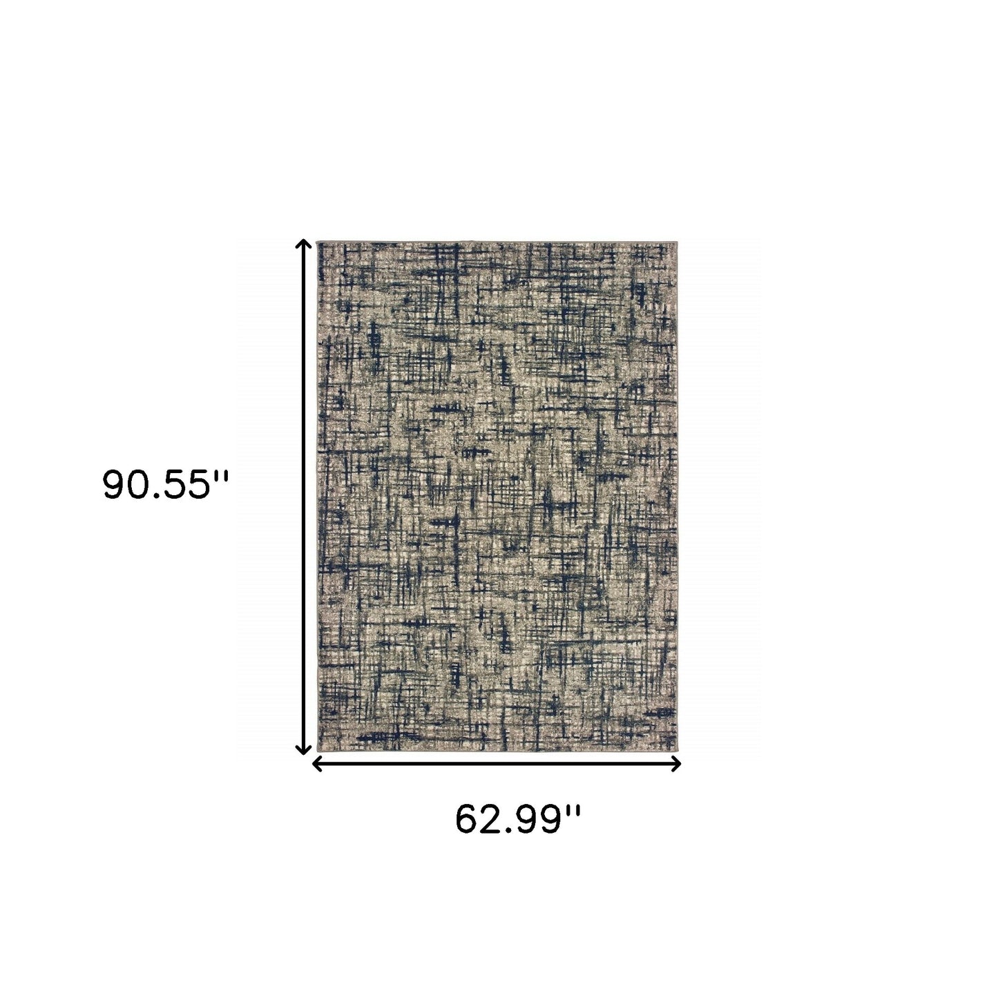 5' X 8' Gray And Navy Abstract Area Rug