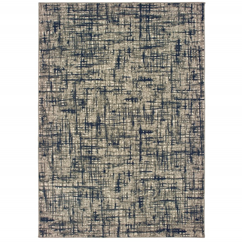 5' X 8' Gray And Navy Abstract Area Rug