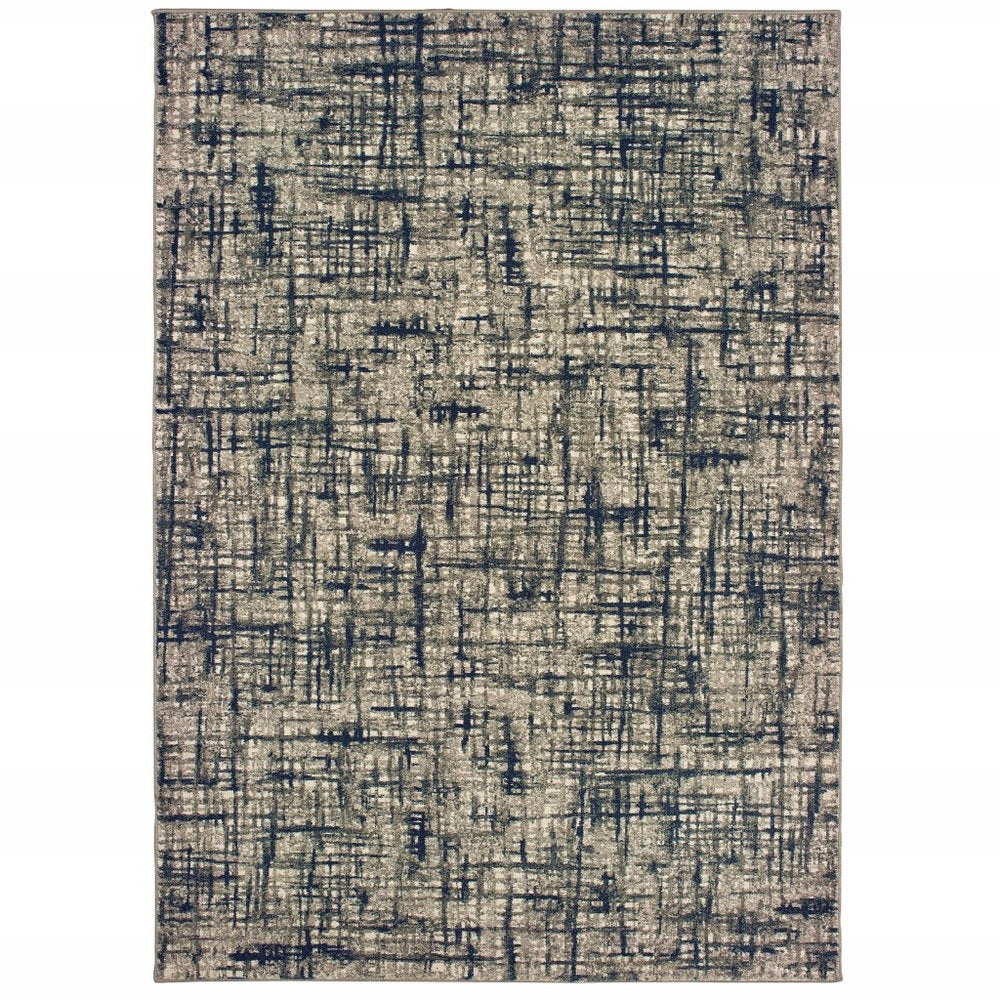 5' X 8' Gray And Navy Abstract Area Rug