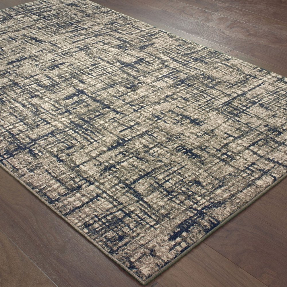 5' X 8' Gray And Navy Abstract Area Rug